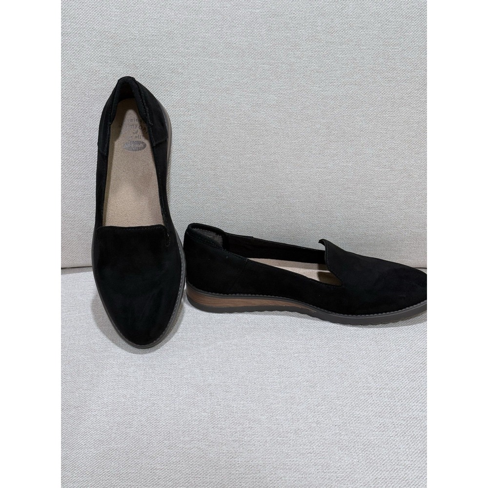 Naturalizer Soul Jetset Dr. Scholl's Faux Leather Loafers Black Slip On Size 7.5